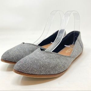 Toms Grey Pointed Flats Size 8.5